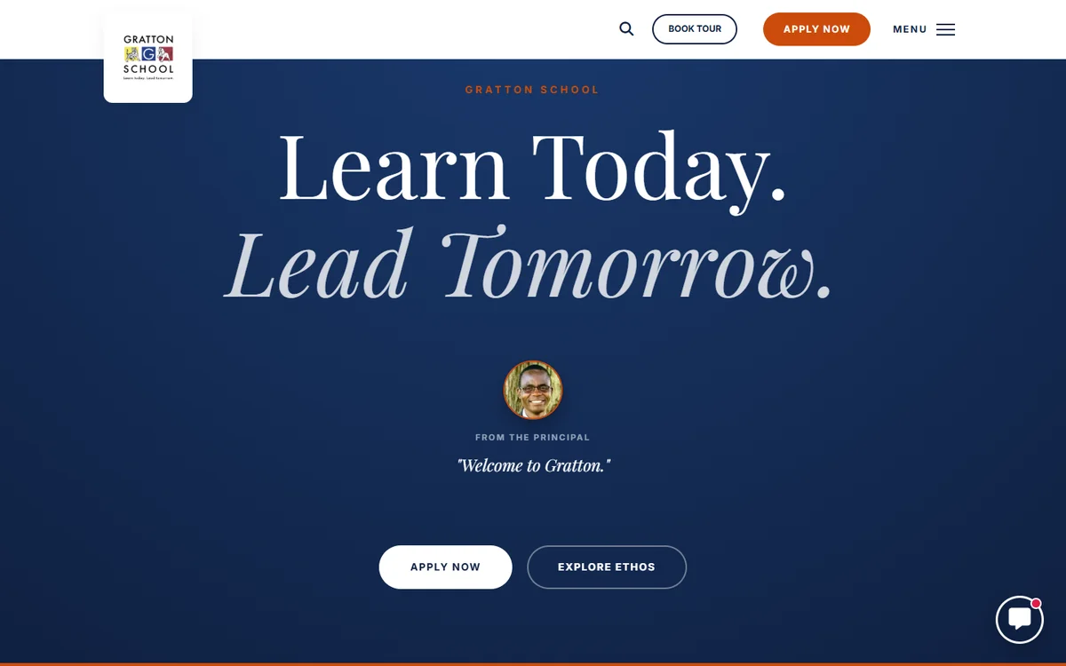 The Gratton School website presenting the school and its admissions information.